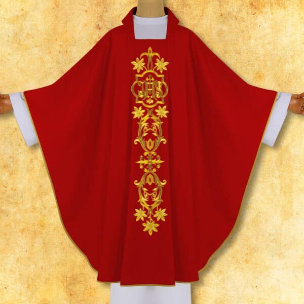 Chasuble embroidered "IHS in frame"