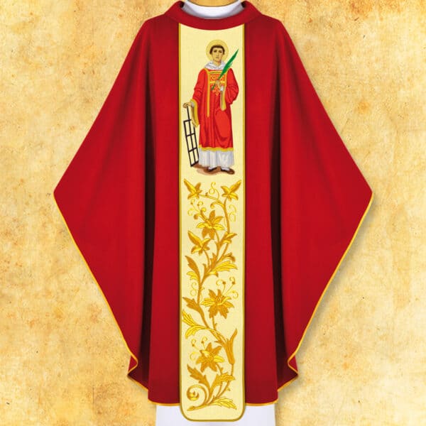 Chasuble with embroidered image "St. Lawrence"
