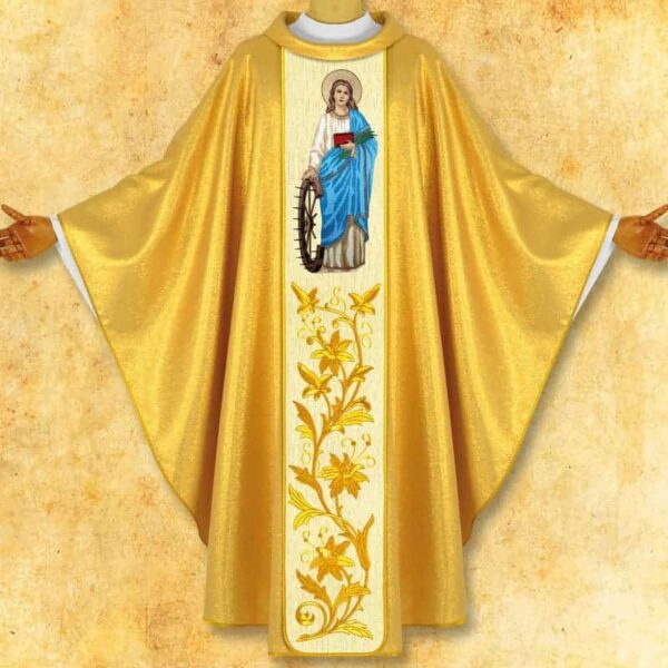 Chasuble with embroidered image "St. Catherine"