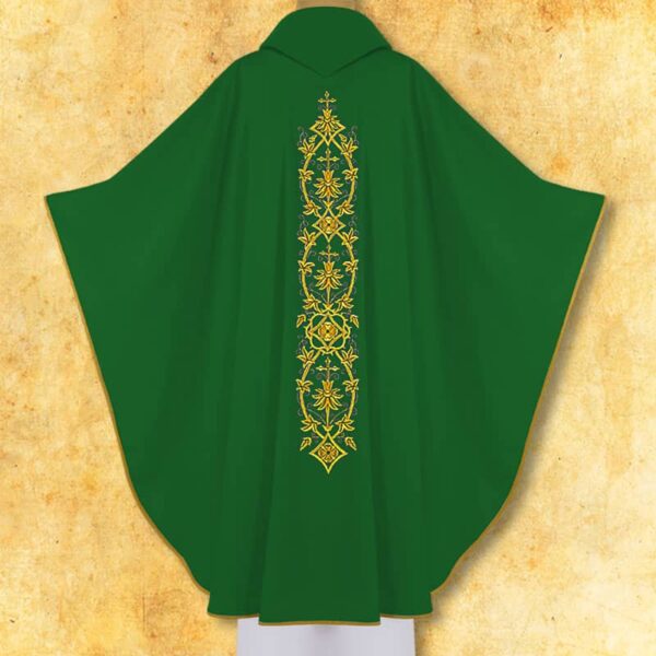 Chasuble embroidered "IHS with roses"