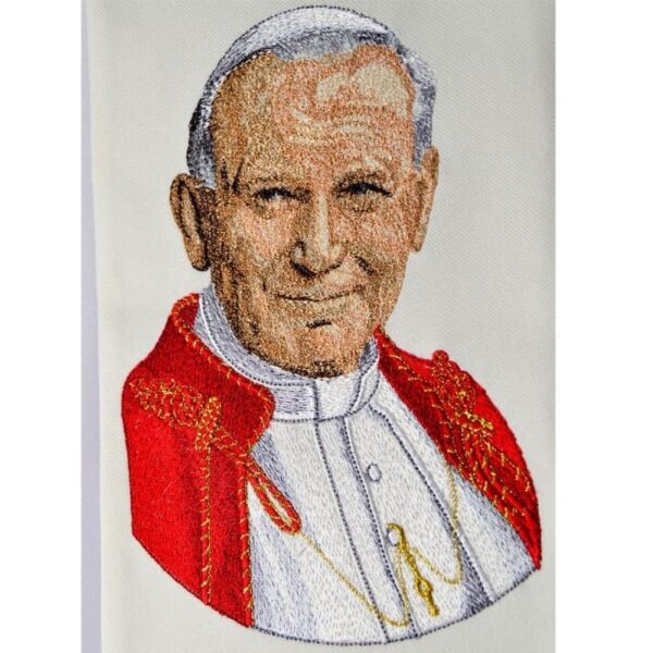 Stuła haftowana "Jana Pawła II" wizerunek haftowany (mały)