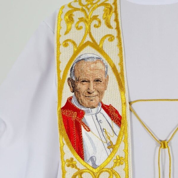 Stuła haftowana z wizerunkiem "Św. Jana Pawła II"