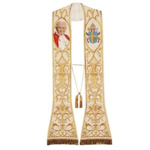 Stole embroidered with the image of “St. John Paul II”