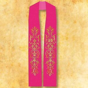 Pink embroidered stole “Ears and Grapes”