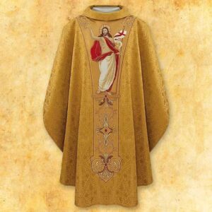 Chasuble embroidered “Jesus resigned”