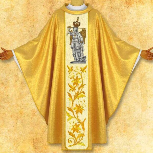 Chasuble with embroidered image "St. M. Archangel from Mount Gargano"