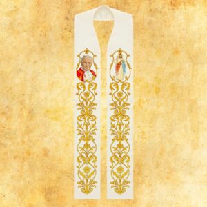 Embroidered stole “John Paul II and Merciful Jesus”