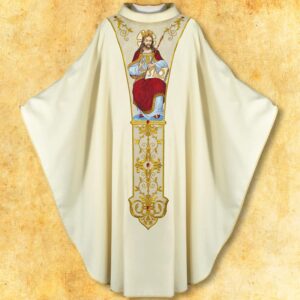 Chasuble embroidered with belt “Jesus Christ the King”