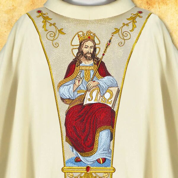 Chasuble embroidered with belt "Jesus Christ the King"