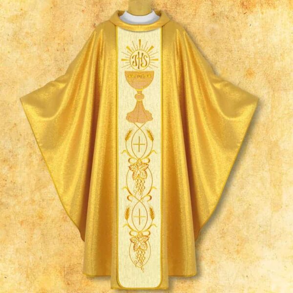 Chasuble with embroidered belt "IHS Chalice"