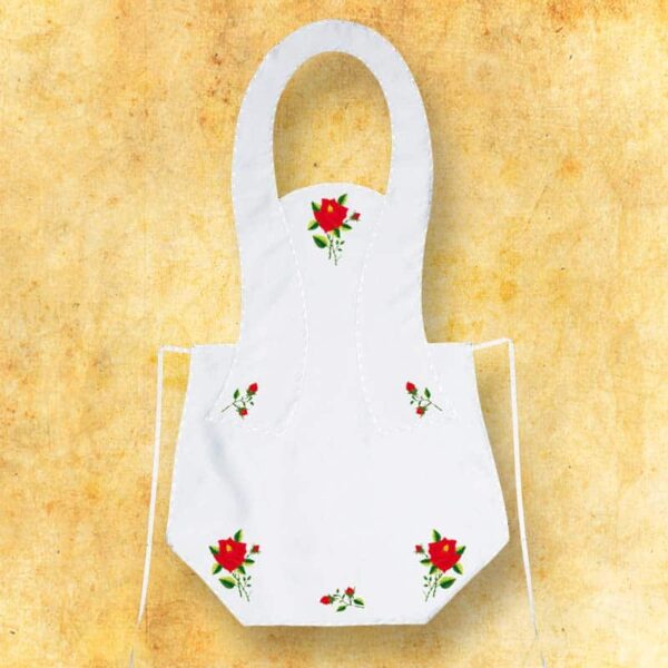 Embroidered long apron - red flowers