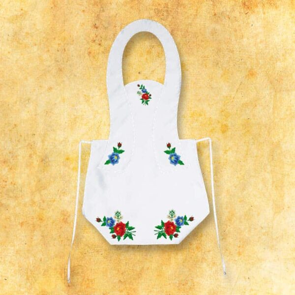 Embroidered long apron - colorful flowers
