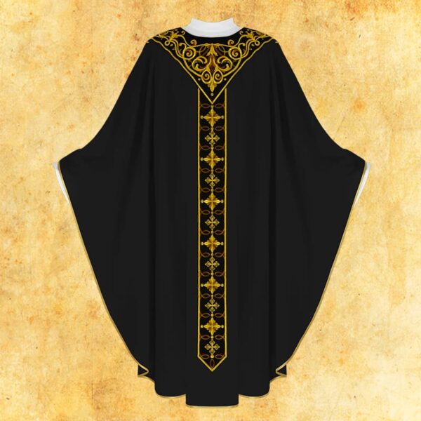 Black embroidered chasuble