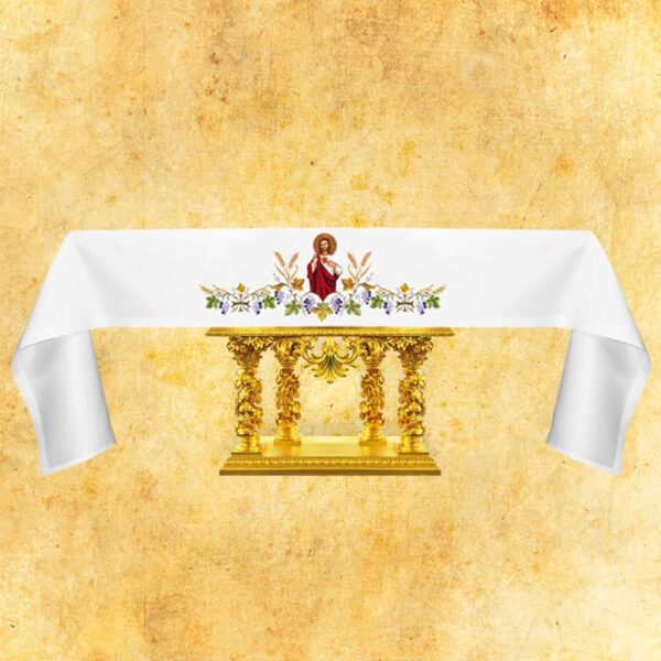 Tablecloth with frontal embroidery