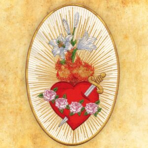 Embroidered application “Heart of Mary”
