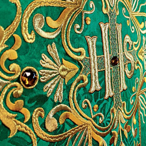 Embroidered green gothic chasubles