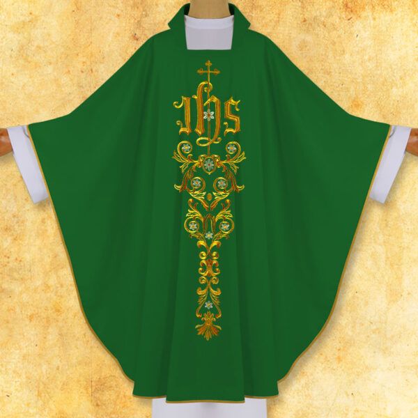 Chasuble embroidered "IHS"