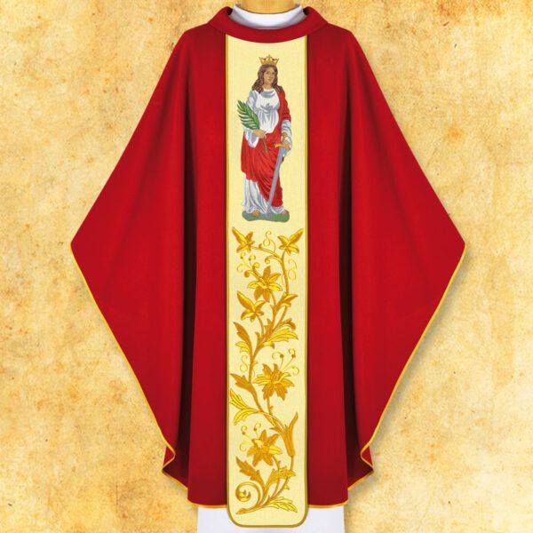 Chasuble with embroidered image "St. Barbara"
