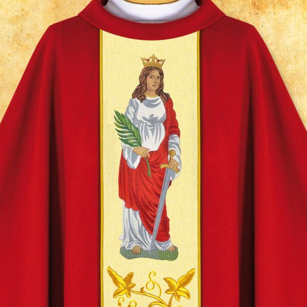 Chasuble with embroidered image "St. Barbara"