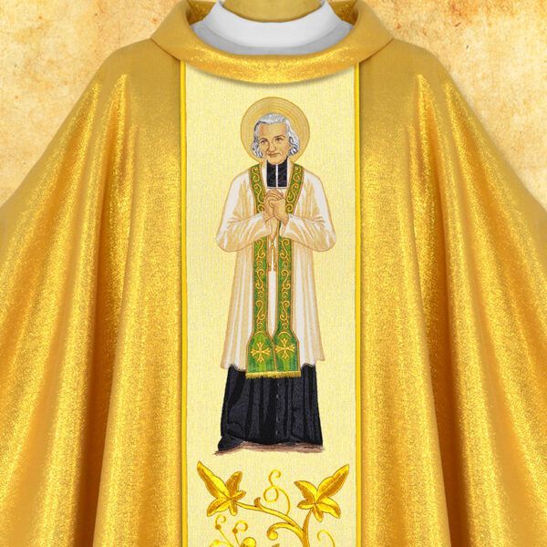 Chasuble with embroidered image "St. JM Vianney"