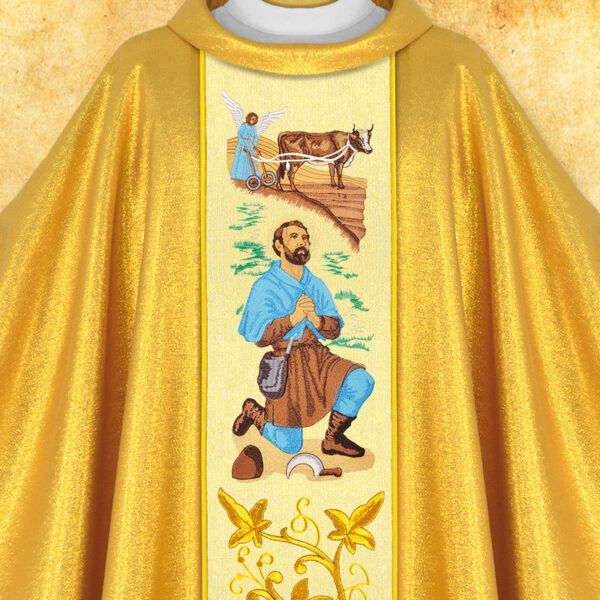 Chasuble with embroidered image "St. Isidore"