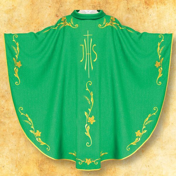 Embroidered green chasuble