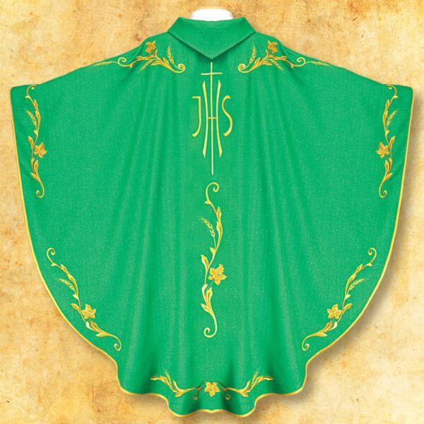 Embroidered green chasuble