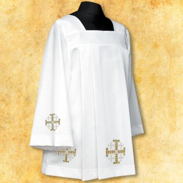 The surplice embroidered with "Jerusalem Crosses" white