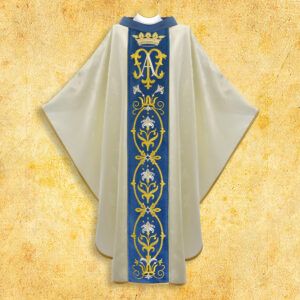 Chasuble embroidered “Maria D’Oro-Bianco”