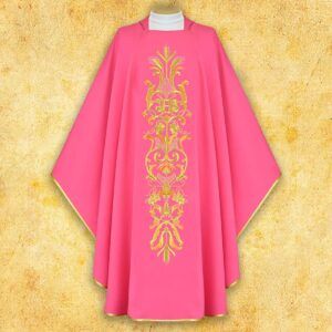 Pink embroidered chasuble “Ears and Grapes”