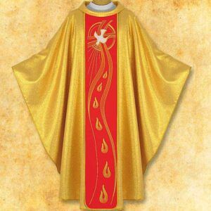 Gold chasuble with embroidered belt “Holy Spirit”