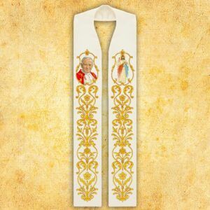 Embroidered stole “John Paul II and Merciful Jesus”