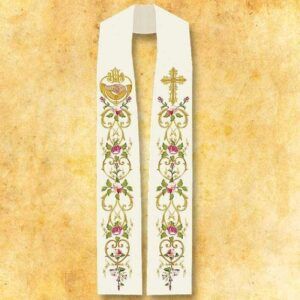Embroidered wedding stole “IHS”